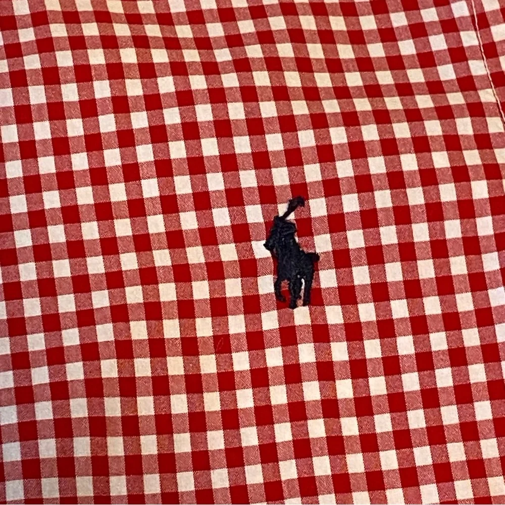 Ralph Lauren Red White Checkered Button Down Long Sleeve Shirt -Like New Boys 8